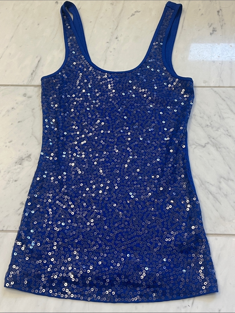 Express Royal Blue Sequin Tank Top